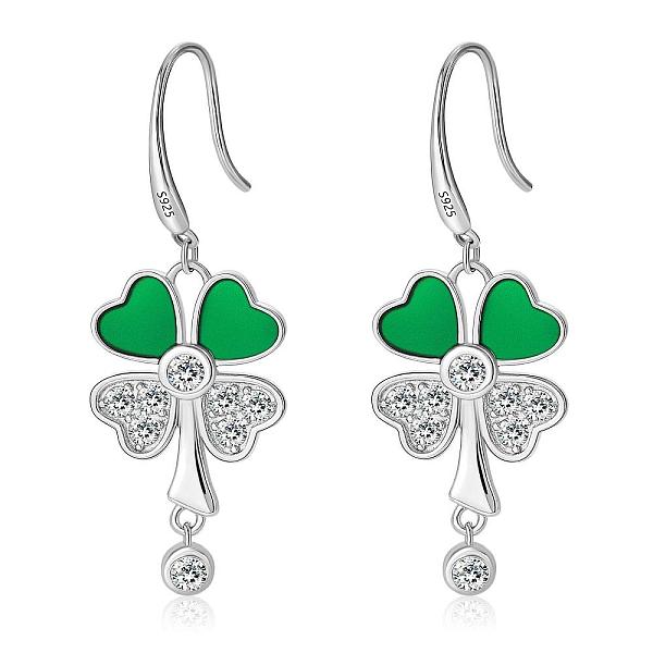 

PandaHall Clear Cubic Zirconia Clover Dangle Earrings, 925 Sterling SilverDrop Dangle Earrings, Platinum, 41.5x15x2mm Cubic Zirconia