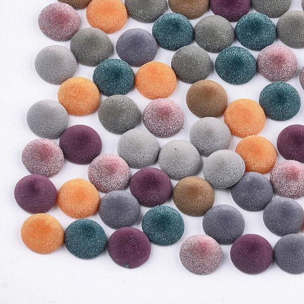 

PandaHall Flocky Acrylic Beads, Half Drilled, Half Round/Dome, Mixed Color, 16x8mm, Half Hole: 1mm Acrylic Half Round Multicolor