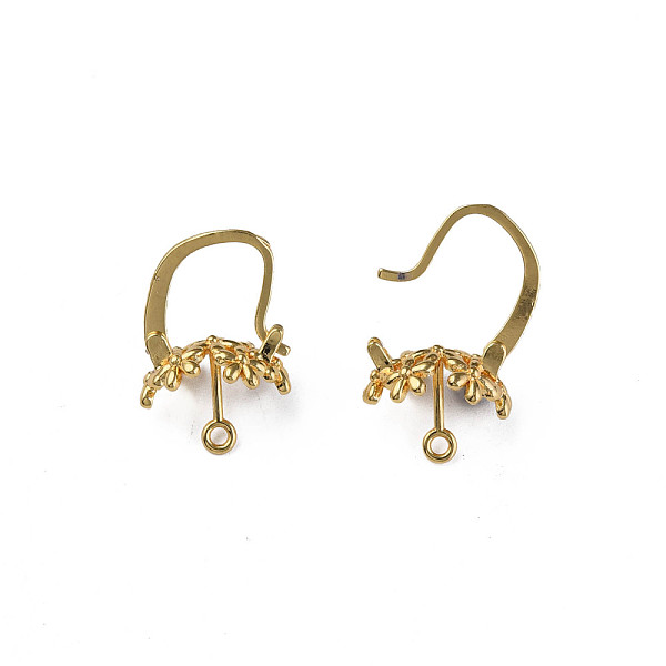 

PandaHall Brass Hoop Earring Findings with Latch Back Closure, with Horizontal Loop, Nickel Free, Flower, Real 18K Gold Plated...
