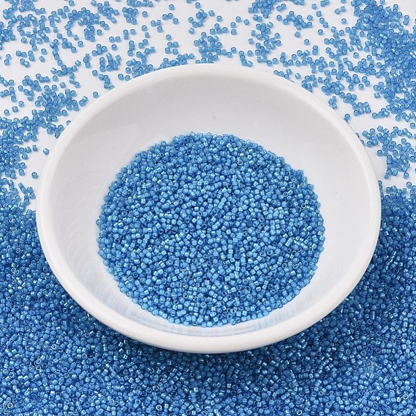 

PandaHall MIYUKI Delica Beads, Cylinder, Japanese Seed Beads, 11/0, (DB1783) White Lined Capri Blue AB, 1.3x1.6mm, Hole: 0.8mm, about..., Cyan