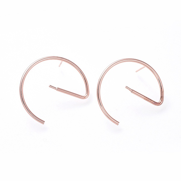 

PandaHall Brass Stud Earring Findings, Half Hoop Earrings, For Half Drilled Beads, with Ear Nuts and 925 Sterling Silver Pin, Letter E, Rose...