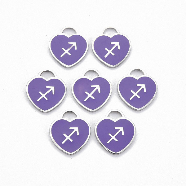 

PandaHall 304 Stainless Steel Pendants, with Enamel, Heart with 12 Constellations, Sagittarius, 16.5x14.5x1.5mm, Hole: 3x3.5mm Stainless...