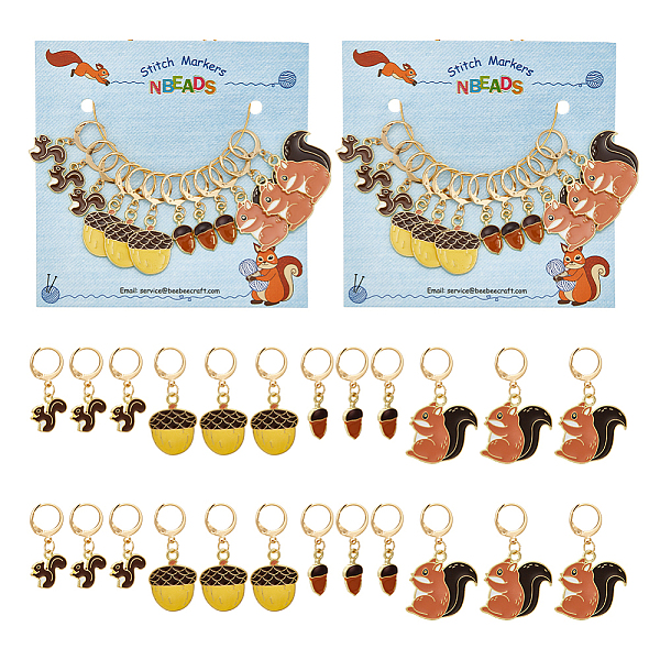 

PandaHall Autumn Theme Alloy Enamel Acorn & Squirrel Pendant Locking Stitch Markers, 304 Stainless Steel Clasp Stitch Marker, Mixed Color..., Multicolor