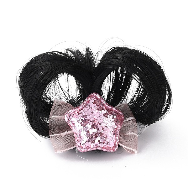 

PandaHall High Temperature Fiber Wigs for Children, with Gunmetal Iron Clips, Cloth and Paillette, Star, Pearl Pink, 28x43mm, 70mm, Inner...