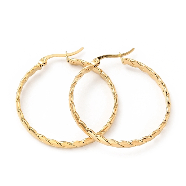 

PandaHall 303 Stainless Steel Twist Rope Hoop Earrings with 316 Stainless Steel Pins for Women, Golden, 37.5x4mm, Pin: 0.7mm 316 Surgical...