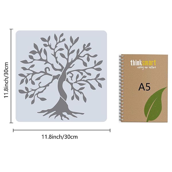 

PandaHall GORGECRAFT 2 Styles Tree of Life Stencil Template 11.8x11.8 Inch Large Reusable Square Sign Home DIY Arts Crafts for Painting on...