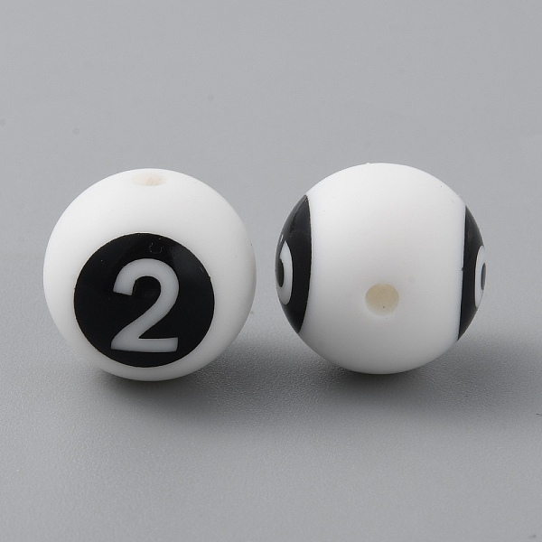 

PandaHall Silicone Beads, Chewing Beads For Teethers, DIY Nursing Necklaces and Bracelets Making, White Round with Black Numbers, Num.2...
