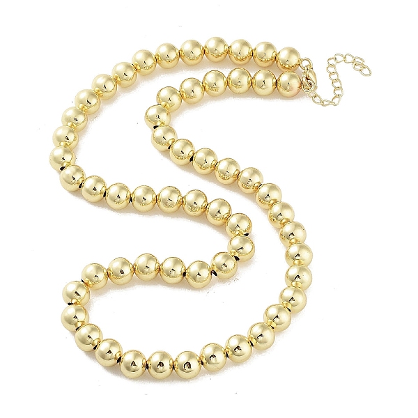 

PandaHall Brass Beaded Necklaces, Long-Lasting Plated, Cadmium Free & Lead Free, Real 18K Gold Plated, 17.72 inch(450mm), Beads: 8mm Brass