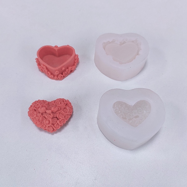 PandaHall Valentine's Day Theme DIY Candle Food Grade Silicone Molds, Handmade Soap Mold, Mousse Chocolate Cake Mold, Heart Box, White...
