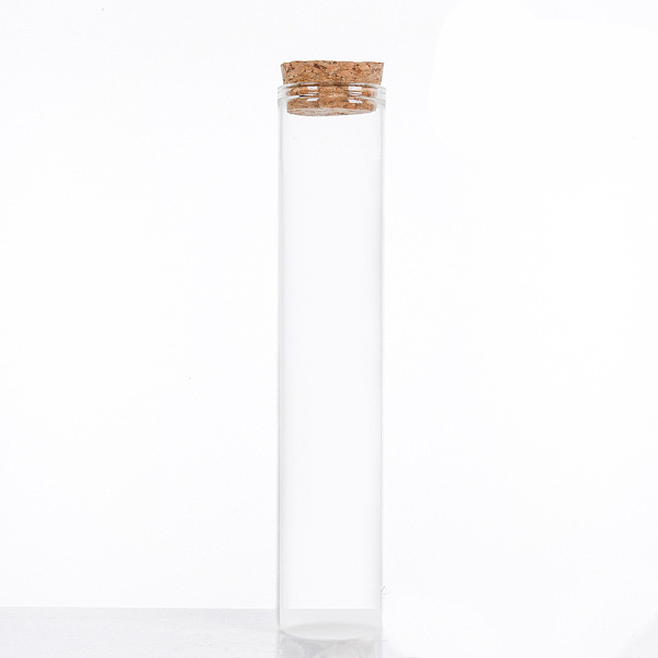 PandaHall Mini High Borosilicate Glass Bottle Bead Containers, Wishing Bottle, with Cork Stopper, Column, Clear, 15x3cm, Capacity: 80ml...