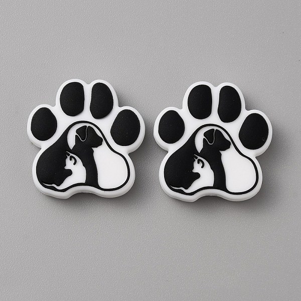 

PandaHall Paw Print Food Grade Eco-Friendly Silicone Beads, Chewing Beads For Teethers, DIY Nursing Necklaces Making, Black, 28x27x8mm, Hole...