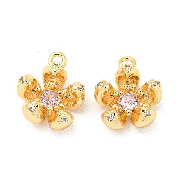 

PandaHall Brass Pendant with Glass, Flower Charms, Real 18K Gold Plated, 12x10.5x5mm, Hole: 1.2mm Brass+Glass Flower