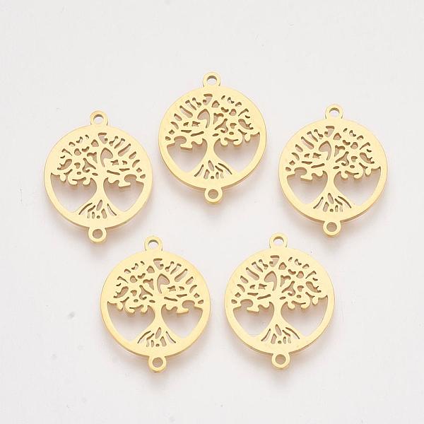

PandaHall 201 Stainless Steel Links connectors, Flat Round with Tree of Life, Golden, 19.5x15x1mm, Hole: 1.2mm 201 Stainless Steel Flat...