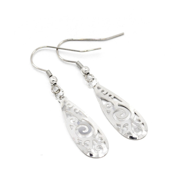 

PandaHall 304 Stainless Steel Dangle Earrings, Hypoallergenic Earrings, teardrop, Stainless Steel Color, 49mm, Pin: 0.6mm, Pendant...
