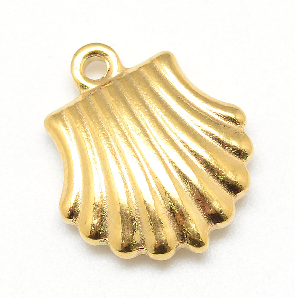 

PandaHall Vacuum Plating 201 Stainless Steel Pendants, Shell, Golden, 15x13x3.5mm, Hole: 1.5mm 201 Stainless Steel Shell Shape