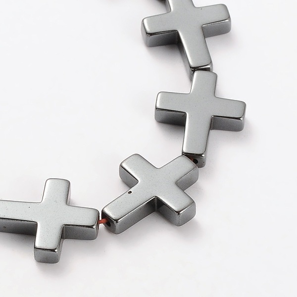 

PandaHall Electroplate Gorgeous Cross Non-magnetic Synthetic Hematite Beads Strands, 17x14x4mm, Hole: 1mm, about 23pcs/strand, 15.94 inch...