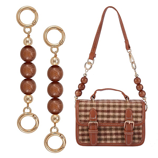 

PandaHall Bag Extension Chain, with ABS Plastic Beads and Light Gold Alloy Spring Gate Rings, for Bag Replacement Accessories, Saddle Brown...