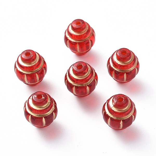 

PandaHall Plating Acrylic Beads, Metal Enlaced, Barrel, Red, 15x12mm, Hole: 1.8mm, about 455pcs/500g Acrylic Barrel Red