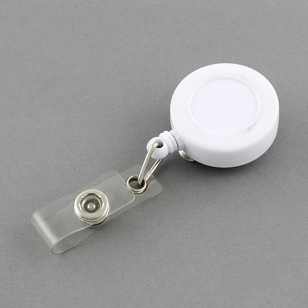 

PandaHall Plastic Clip-On Retractable Badge Holders, Tag Card Holders, White, 84x31x12mm Plastic White