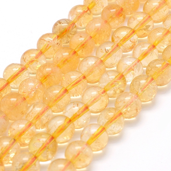 

PandaHall Natural Citrine Beads Strands, Round, Dyed & Heated, 8mm, Hole: 1mm, about 44pcs/strand, 15.7 inch(40cm) Citrine Round