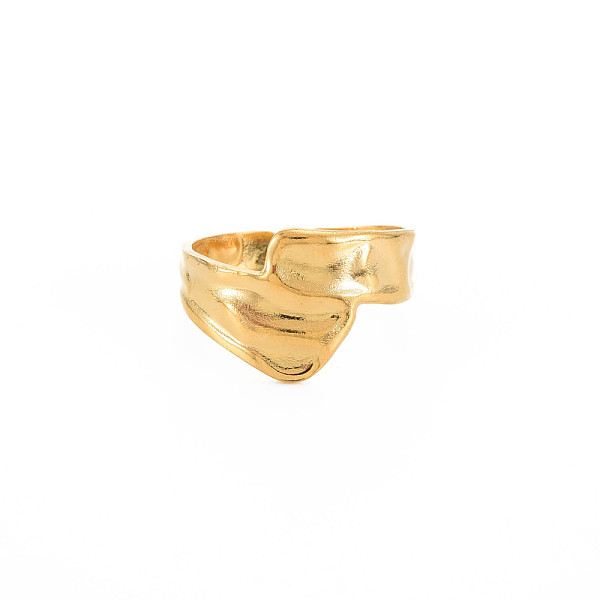 

PandaHall Ion Plating(IP) 304 Stainless Steel Wide Open Cuff Ring for Women, Nickel Free, Real 18K Gold Plated, US Size 9 1/4(19.1mm) 304...