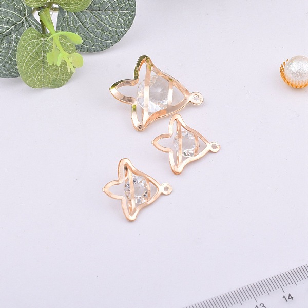

PandaHall Alloy Rhinestone Pendants, Trumpet Flower, Crystal, Light Gold, 26x23mm Alloy+Rhinestone Flower Clear