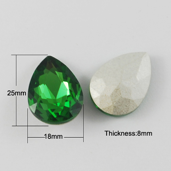 

PandaHall Glass Pointed Back Rhinestone, Back Plated, Faceted, Teardrop, Green, 25x18x8mm Glass Rhinestone Teardrop Green