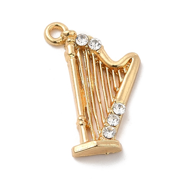 

PandaHall Rack Plating Alloy Rhinestone Pendants, Cadmium Free & Nickel Free & Lead Free, Musical Instruments Charms, Golden..., Clear