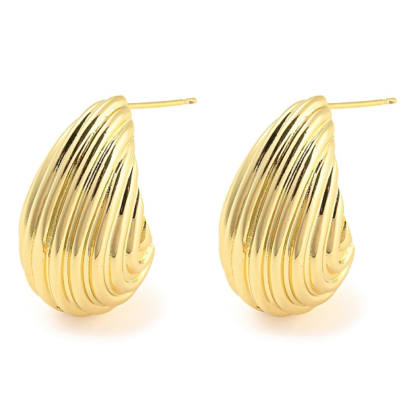 

PandaHall Rack Plating Brass Shell Shape Stud Earrings, Long-Lasting Plated, Lead Free & Cadmium Free, Real 18K Gold Plated, 28x15mm Brass...
