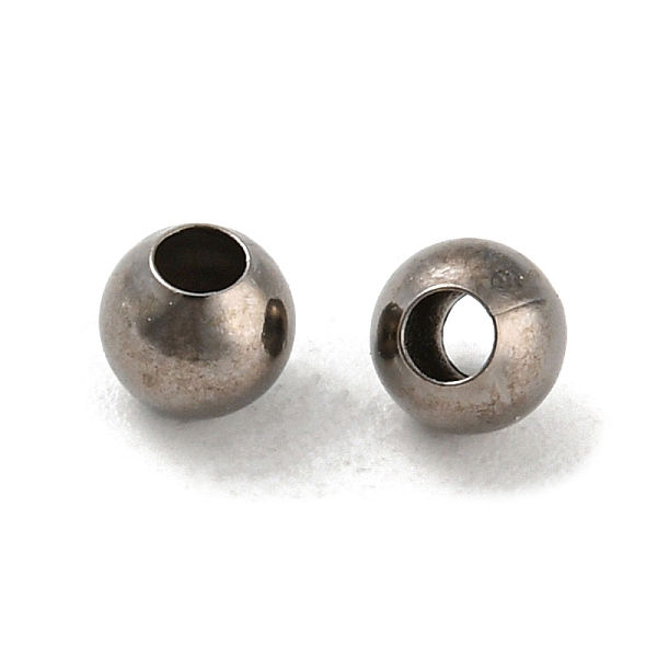 

PandaHall Brass Spacer Beads, Seamless Round Beads, Gunmetal, about 4mm in diameter, hole: 1.8mm Brass