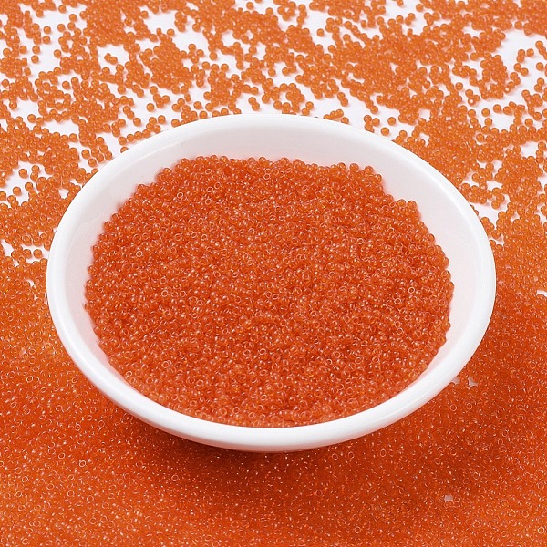 

PandaHall MIYUKI Round Rocailles Beads, Japanese Seed Beads, 11/0, (RR139) Transparent Tangerine, 2x1.3mm, Hole: 0.8mm, about 1111pcs/10g..., Orange
