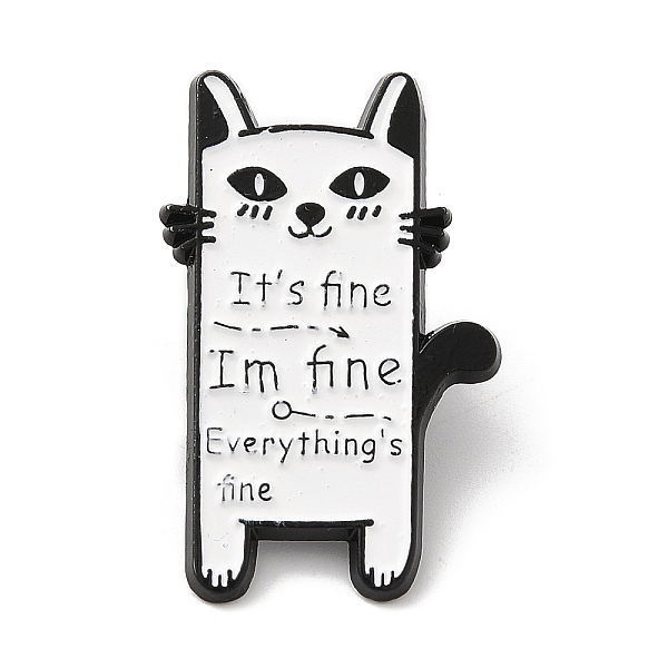 

PandaHall Cat with Word Enamel Pins, Electrophoresis Black Alloy Badge for Backpack Clothes, White, 30x19x1.5mm Alloy+Enamel Cat Shape White