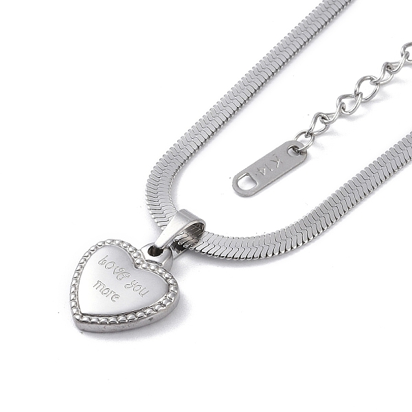 

PandaHall Ion Plating(IP) 304 Stainless Steel Snake Chain Necklaces, Heart with Word Pendant Necklaces for Women, Stainless Steel Color...