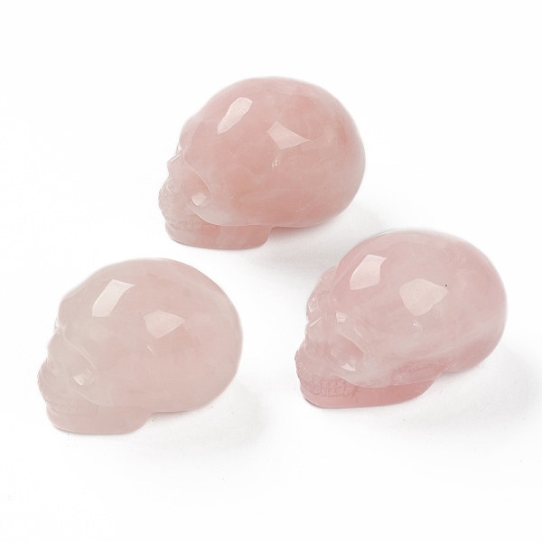 

PandaHall Halloween Natural Rose Quartz Home Decorations, Skull, 38~38.5x32~32.5x49~50mm Rose Quartz Skull