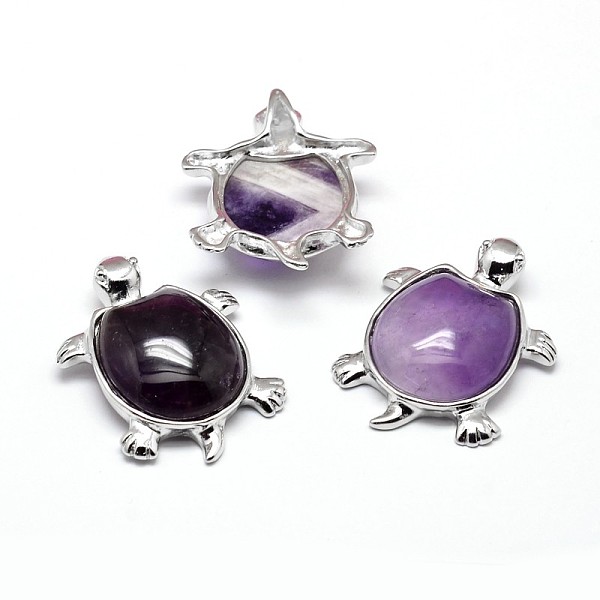 

PandaHall Tortoise Platinum Plated Brass Natural Amethyst Pendants, Cadmium Free & Lead Free, 42x32x10mm, Hole: 5.5x3.5mm Amethyst Tortoise