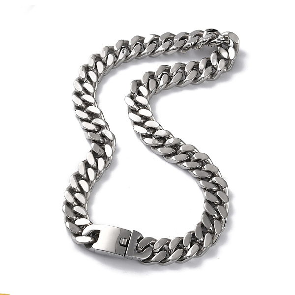 

PandaHall 304 Stainless Steel Cuban Link Chain Necklaces, Stainless Steel Color, 24.96 inch(63.4cm) 304 Stainless Steel