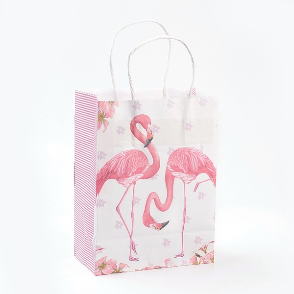 

PandaHall Rectangle Paper Bags, with Handles, Gift Bags, Shopping Bags, Flamingo Shape Pattern, For Valentine's Day, Misty Rose, 21x15x8cmm..., Red