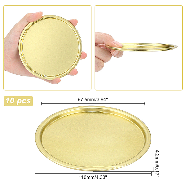 

PandaHall Iron Wax Base, Candle Holder, Flat Round, Golden, 110~120x4.2mm Iron