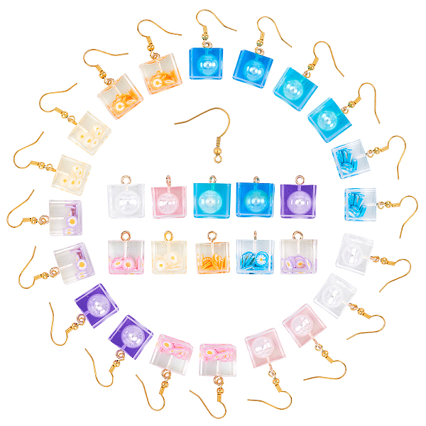 

PandaHall SUNNYCLUE DIY Earring Making Kits, with Transparent Epoxy Resin Pendants and Golden Plated Brass Earring Hooks, Mixed Color..., Multicolor