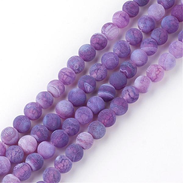 

PandaHall Natural Fire Crackle Agate Bead Strands, Frosted, Dyed, Round, Orchid, 10mm, Hole: 1.5mm, about 38pcs/strand, 15.1 inch Fire..., Purple