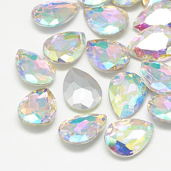 

PandaHall Pointed Back Glass Rhinestone Cabochons, Back Plated, Faceted, teardrop, Crystal AB, 6x4x2.5mm Glass Rhinestone Teardrop Clear