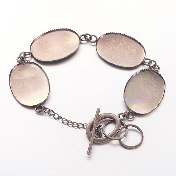 

PandaHall Brass Bracelet Making, Nickel Free, Red Copper, 220mm, Tray: 18x25mm Brass