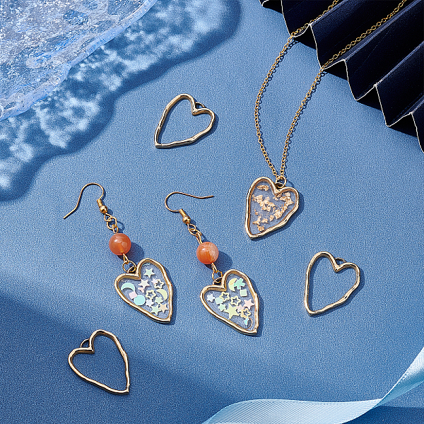 

PandaHall UNICRAFTALE 6pcs Golden Heart Open Back Bezel Charms 316 Surgical Stainless Steel Heart Pendants Hypoallergenic Hollow Frame...