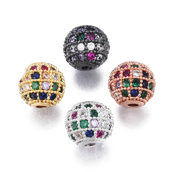 

PandaHall Rack Plating Brass Cubic Zirconia Beads, Long-Lasting Plated, Round, Mixed Color, 8.5x7.5mm, Hole: 1.6mm Brass+Cubic Zirconia...