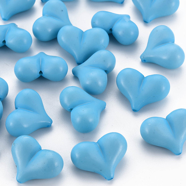 

PandaHall Opaque Acrylic Beads, Heart, Deep Sky Blue, 17x22x10mm, Hole: 1.4mm, about 255pcs/500g Acrylic Heart