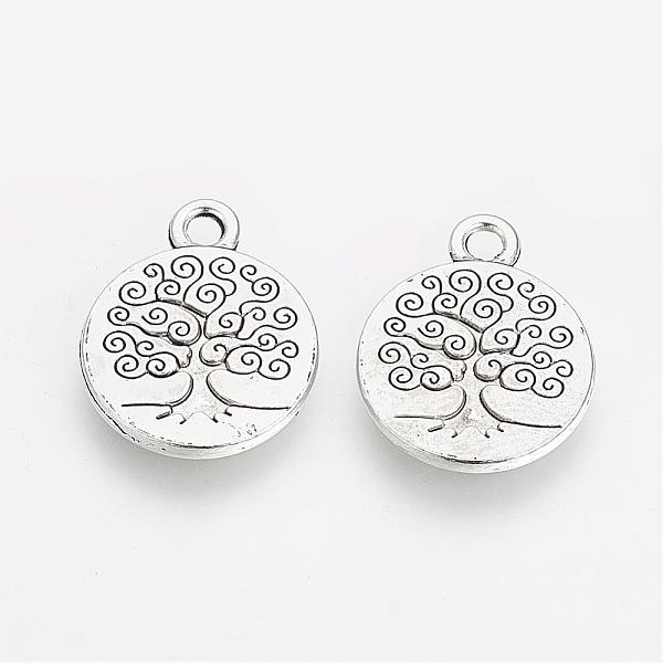 

PandaHall Tibetan Style Alloy Flat Round with Tree Pendants, Cadmium Free & Lead Free, Antique Silver, 19x15.2x2mm, Hole: 2.5mm, about...