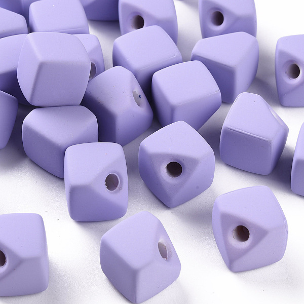 

PandaHall Acrylic Beads, Rubberized Style, Half Drilled, Gap Cube, Lilac, 13.5x13.5x13.5mm, Hole: 3.5mm Acrylic Cube Purple