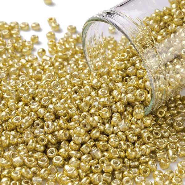 

PandaHall 12/0 Glass Seed Beads, Metallic Colours Style, Round, Gold, 12/0, 2mm, Hole: 1mm, about 30000pcs/pound Glass Gold