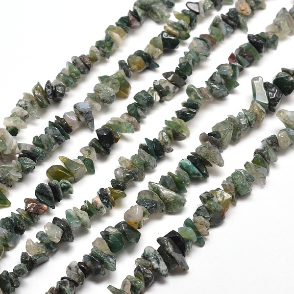 

PandaHall Natural Moss Agate Chip Bead Strands, 5~8x5~8mm, Hole: 1mm, about 31.5 inch Moss Agate Chip