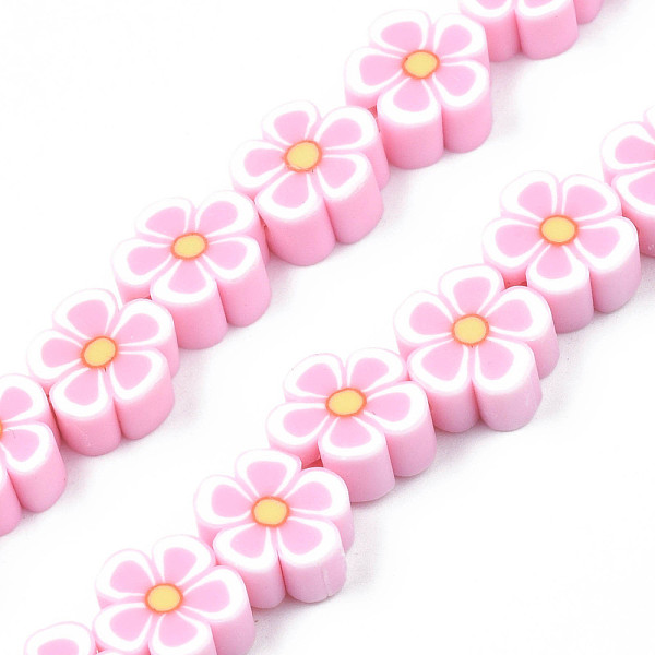 

PandaHall Handmade Polymer Clay Bead Strands, Flower, Pink, 7.5~10x7~11x3.5~5mm, Hole: 1.6mm, about 38~40pcs/strand, 13.58 inch~14.57 inch...